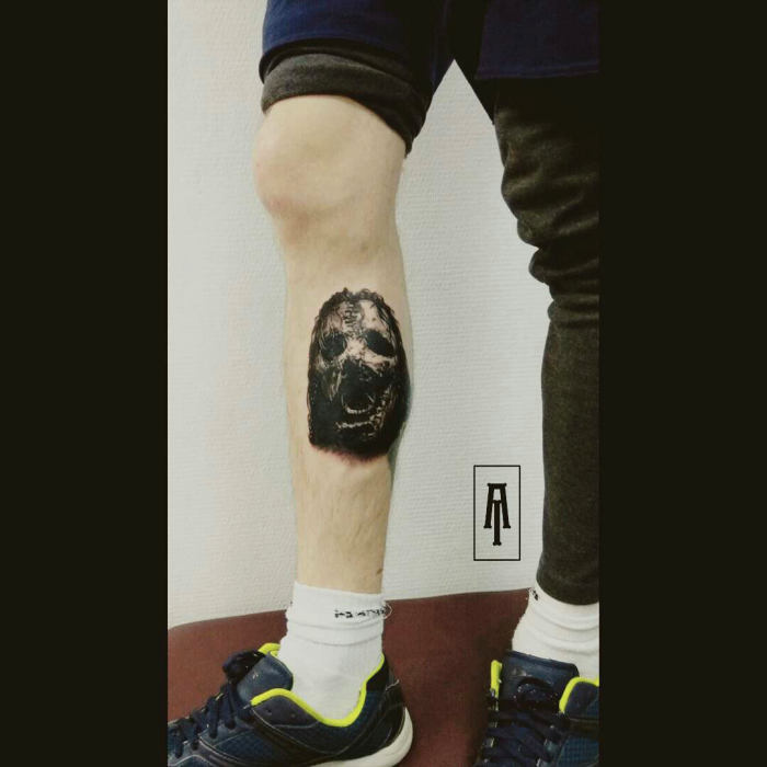 Татуировки Slipknot в стиле Реализм, Портретизм Голень / Каталог тату-салонови мастеров